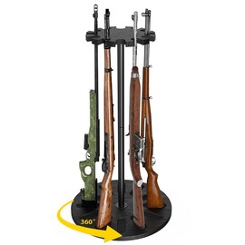 Yoimori Indoor Gun Racks, Rotating Gun Rifle Rack Stand, Heavy Solid Wood Gun Storage-Holds up to 12 Guns Display (Black)