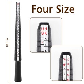 Accmor Ring Size Measuring Tool, Ring Mandrel & Ring Sizer Guage with 2 Pcs Finger Sizing, Four Size Ring Stick Plastic Jewelry Mandrel and Ring Gauge Finger Sizer for Women Men Rings