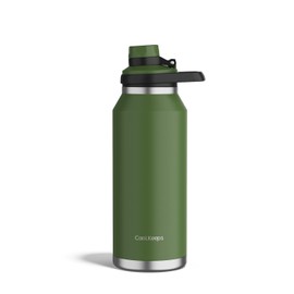 CooLKeeps 40 oz Insulated Water Bottle, Sports Stainless Steel Water Bottle with Handle Lid Outdoor Wide Mouth Metal Flask (Green)