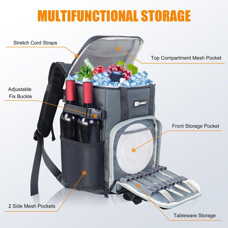 Backpack Cooler - AYAMAYA Upgrade Leakproof Cooler Backpack with Padded