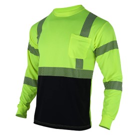VENDACE Safety Reflective High Visibility Long Sleeve Shirts ANSI Class 3 Hi Vis Construction Work T Shirts for Men(Yellow,XL)