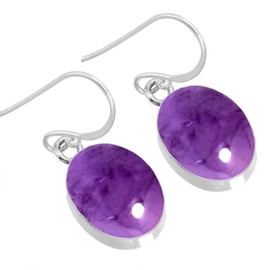 Jeweloporium 925 Silver Earring for Women Violet Genuine Amethyst Stone Drop Dangle Fashion Silver Earring New Year Gift Boho Jewelry