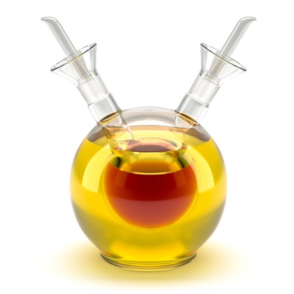 Balvi - Sfera double oil cruet. Spherical oil and vinegar cruet of 125 ml in glass. Non-drip system
