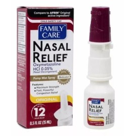 Family Care Nasal Relief 12 Hour Pump Mist Spray Oxymetazoline Decongestant 0.5 oz USA