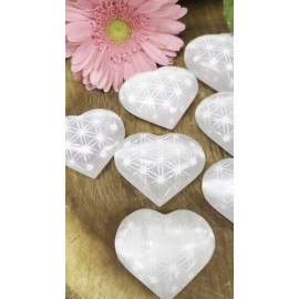 Wholesale Lot 12 Pcs Natural Selenite Aka Satin Spar  Heart Crystal   ~6cm