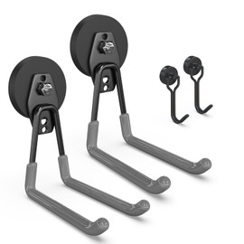 3-H Heavy Duty Magnet Garage Hooks 2 Pack, Extra Large Strong Magnetic Hooks for Hanging Cordless Power Drill, Utility Magnetic Tool Holder for Metal Cabinet, Steel Pegboard, Toolbox, Garage(Grey)
