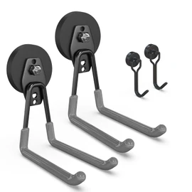 3-H Heavy Duty Magnet Garage Hooks 2 Pack, Extra Large Strong Magnetic Hooks for Hanging Cordless Power Drill, Utility Magnetic Tool Holder for Metal Cabinet, Steel Pegboard, Toolbox, Garage(Grey)