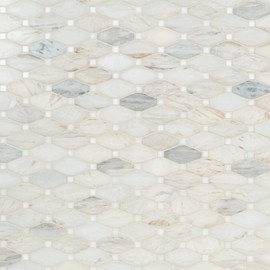 MSI Angora Elongated Octagon 11.81 in. x 13.4 in. x 10 mm Polished Marble Mosaic Tile for Bathroom, Kitchen Backsplash, Accent Wall Tile, and Shower Wall Tile, Angora Beige