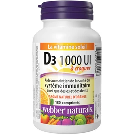 Webber Naturals Vitamin D3 1000 IU, 180 Chewable Orange Tablets, For Healthy Bones, Teeth, and the Maintenance of Good Health
