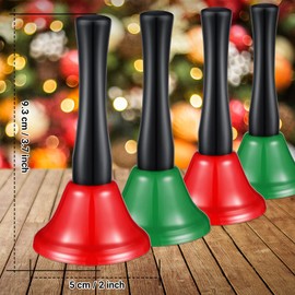 24 Pieces Christmas Hand Bell Kids Handheld Bell with Black Wooden Handle Loud Service Call Bell Metal Steel Musical Bell for Kids Music Teaching Party Holiday School Alarm Dinner Calling Ring
