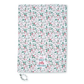Cooksmart British Designed Christmas Tea Towel & Cutter Set | Christmas Towels & Cutter For The Festive Season | Christmas Tea Towel With Cutter For All Types Of Kitchens - Holly Jolly Christmas