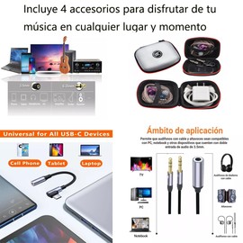 Zengli Audífonos Kz Edx Pro X Todo En Uno Gamer Monitores, Estuche KZ para audífonos，Adaptador(Jack 3.5 mm) para PC，de 6.35 mm a 3.5 mm, de Tipo C a Jack 3.5 mm (Negro, sin microfono,3Adaptador)