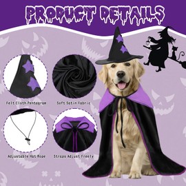YUEPET - Disfraz de bruja extragrande para perro, disfraz de bruja de Halloween, capa de bruja con sombrero, disfraz de Halloween para perros grandes, capa de vampiro para perros grandes, dorado