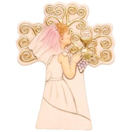 1st Holy Communion Cross Plaque Girls Pink
