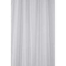 Croydex AF289122 Regency Stripe Water-Resistant Machine Washable Cling-Resistant Hookless Textile Shower Curtain,White,1800 x 1800mm (WxL)