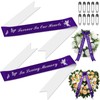 2 Pcs 63x3.8'' Memorial Funeral Sash with Pin, White,Purple, Delicate