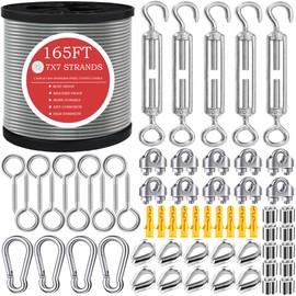 GZFTMKOBNS Steel Cable,1/8" Stainless Steel Cable,165FT Wire Rope,M5 Turnbuckle for Cable Wire, 1/8" Wire Rope Kit,Garden Wire,1/8" Aircraft Cable,Picture Hanging Wire,Clothesline Wire