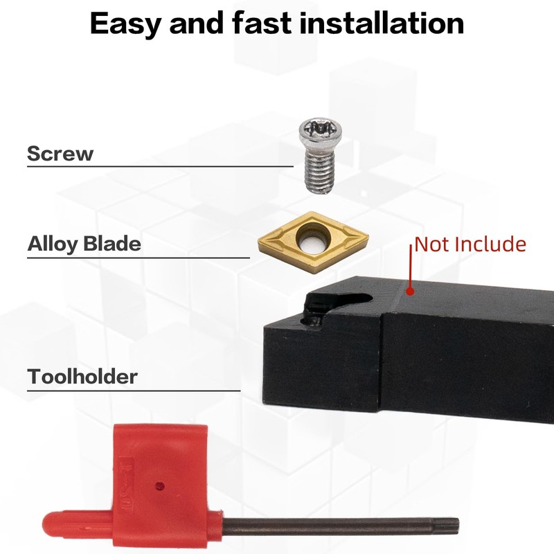 14Pcs Carbide Turning Inserts for 3/8'' 10mm Metal Lathe Cutting