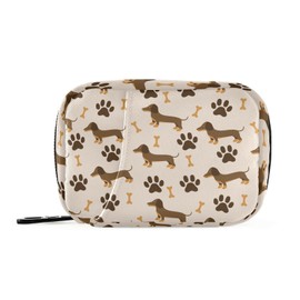 Dog Paw Dachshund Pill Case, Portable Weekly Travel Pill Box Bag Container 7 Days Pill Organizer Vitamin Supplement Holder with Zipper for Family Business