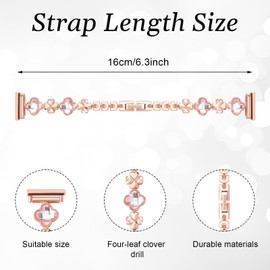 Alociaga Bling Metal Band Compatible for Galaxy Watch Bands 7 6 5 4 40mm 44mm/Watch 6 4 Classic/Watch 5 Pro/Active 2, 20mm Women Clover Bracelet with Rhinestone