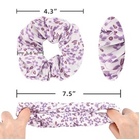 Yonchic 10-Piece Scrunchies for Girls, Polka Dot Plaid Flower Leaf Tie Dye No Damage Elastic Hair Ties, Ponytail Holder Hair Bands, Rubber Band Hair Accessories for Thin Hair (Purple)