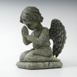 hvfun 7.3" Resin Praying Angel Statue – Handcrafted Figurine for Home Décor and Memorial Gifts, Exquisite Faux Stone-Carved Look (Praying Angel)