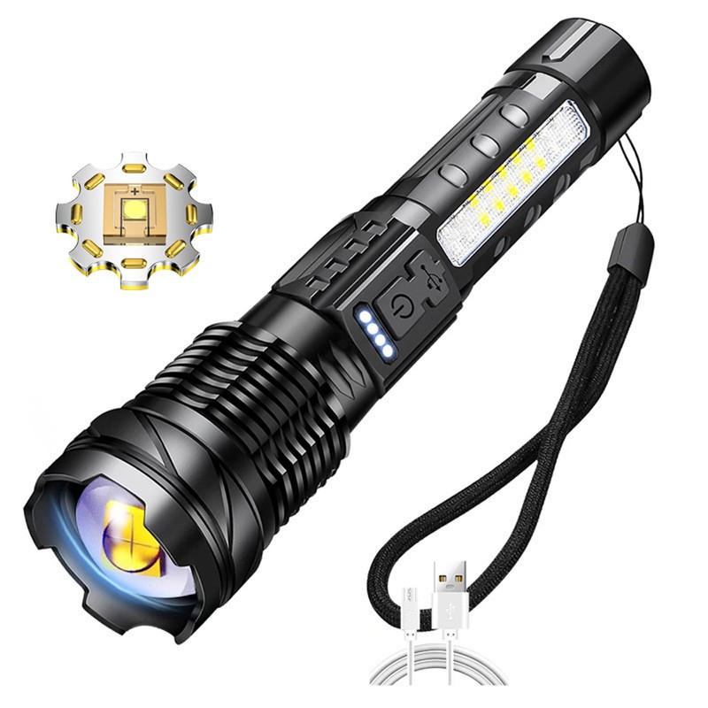 Dual Light Source Flashlight Portable High Brightness Light Outdoor Telescopic