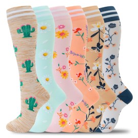fenglaoda Compression Socks for Women Men Support Circulation 6 Pairs Socks For Nurse, Travel, Flight