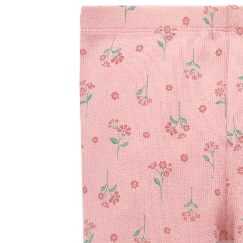 Purebaby Thick Rib Leggings - Blush Woodland Flower, 3