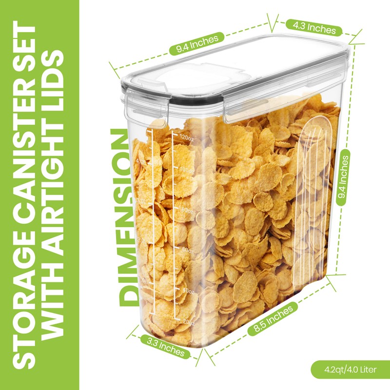 Utopia Kitchen Cereal Containers Storage Set – 3 Pack 4L(135.2