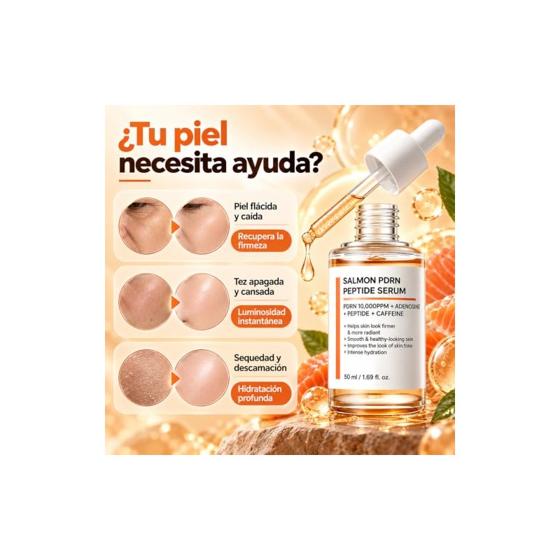 LUSCOR - Sérum Facial Salmón PDRN Peptide,Reducir las líneas finas