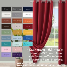 KOUFALL Red Curtains 2 Panels for Bedroom Living Room,Blackout Window Room Darkening Grommet Curtain Drapes 84 Inches Long