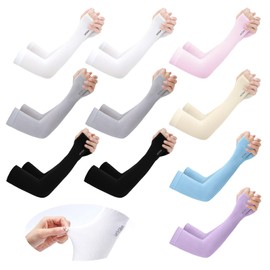 SAIIURV 10 Pairs UV Sun Protection Arm Sleeves for Men Women, Compression Outdoor Sports Cooling Sleeves Summer Sunblock Arm Cover for Driving, Golfing, Fishing, Cycling, Hiking, Running (10 Pairs)
