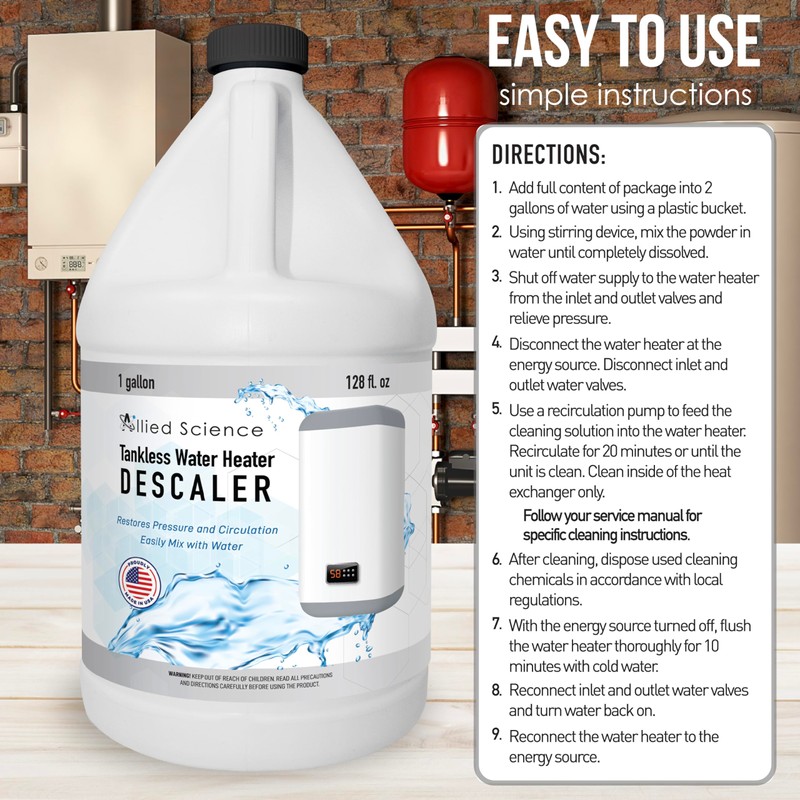 Allied Science Tankless Water Heater Descaling Solution | Highly Effective
