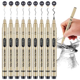PANDAFLY Micro-Pen Fineliner Pens, 10 Size Black Archival Ink Pens