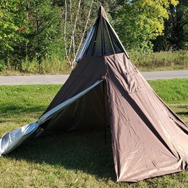 Latourreg Portable Waterproof Camping Pentagonal Teepee Tent Outdoor Camping Pyramid Tipi Tent with Stove Hole