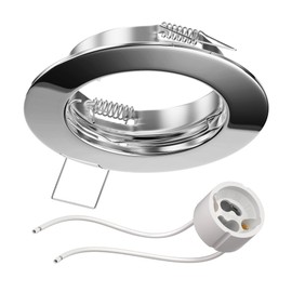 ledscom.de Recessed Ceiling Frame Fere, Round, Chrome Glossy (GU10/MR16/GU5,3/50mm) incl. GU10 Socket