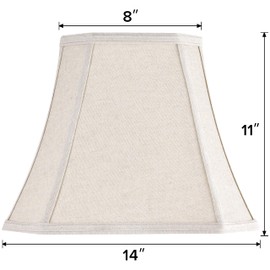GO&SO Square Cut Corner Lampshade, 8x14x11 Inch Medium Table Lamp Shade Beige, Natural Fabric Handcrafted, Easy Assembly Required (Single) Living Room Floor Lamp Shades Replacement,Modern