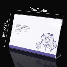 20 Pieces Sign Display Holder, Acrylic Label Holder, Table Stand, Name Card Holder, Vertical Acrylic Label Holder, for Business Cards, Brochures, Shop, Offices, Weddings, 9 x 6 cm