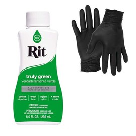 Dye – Rit Liquid Fabric Dye for Crafting, Clothing, and Décor – 8 oz. Bottle – with Artisx Nitrile Gloves Included (Truly Green)