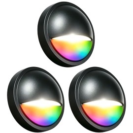 WOMINGYOUWO RGBCW Color Changing Fence Light, Outdoor LED Low Voltage Deck Lights, 3W 12V Wired, Die-Cast Aluminum, IP65 Waterproof ETL Certified, Black, 6-Pack for Deck Post, Stair Step, Railing (3)