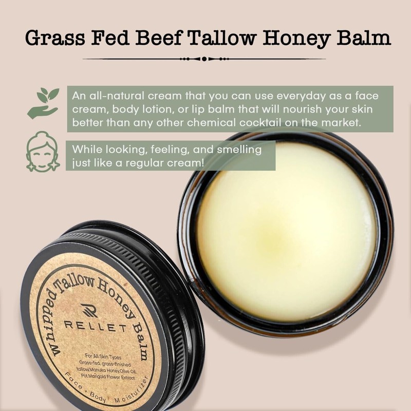 NOVENSA Beef Tallow and Honey Balm for Skin : Grass