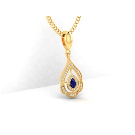 LMDPRAJAPATIS - Colgante de piedra natal de 5 quilates con gema de zafiro azul auténtico, joyería fina, collar de piedra natal de septiembre para el amor, Metal, zafiro azul