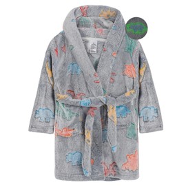 KAKU NANU Boys Dressing Gown Dinosaur Girls Bath Robe Boy's Robes Fleece Fluffy Dressing Gown Kids Blue Toddler Dressing Gown with Hooded 9 10 Years