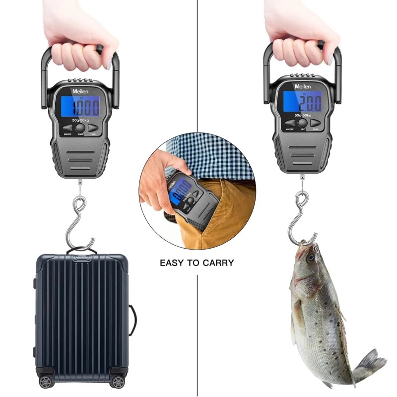 Travel-Ready Luggage Scale with Bright LCD Display & Built-in Measuring
