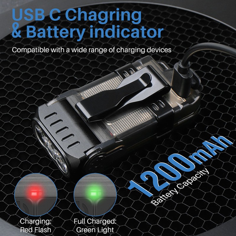 Small Powerful EDC Flashlight Bright 1200LM USB C Rechargeable IP67