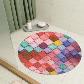 Safety Shower Mat, Non-Slip, 60 x 60 cm, Round Shower Mat, PVC Loofah, Soft Comfort Shower Mat, Non-Slip, Non-Slip Mat for Bathroom, Shower Trays (Colour)