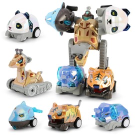 Toys for 3 4 5 6 Year Old Boys– 5-in-1 Animal Alloy Vehicle Detachable Construction Vehicles Set–Transform Robot Kids Toys Cars – Gifts for Boys Girls Birthday Christmas Easter