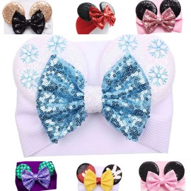 J&J Boutiques Mouse Ears Headband/Headwrap - Toddler, Baby, Kids - Party supplies - Snow Flakes Ears, One Size Fits All