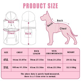 SilverChry Raincoat for Dogs, Waterproof with Hood, Breathable, Waterproof for Pets, Puppies, Rain Poncho with Reflective Stripes (Pink, 5XL)